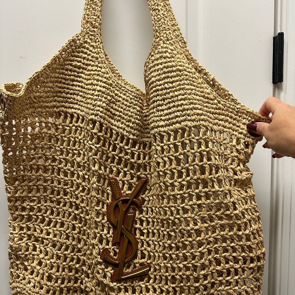 Beige Woven Tote Bag